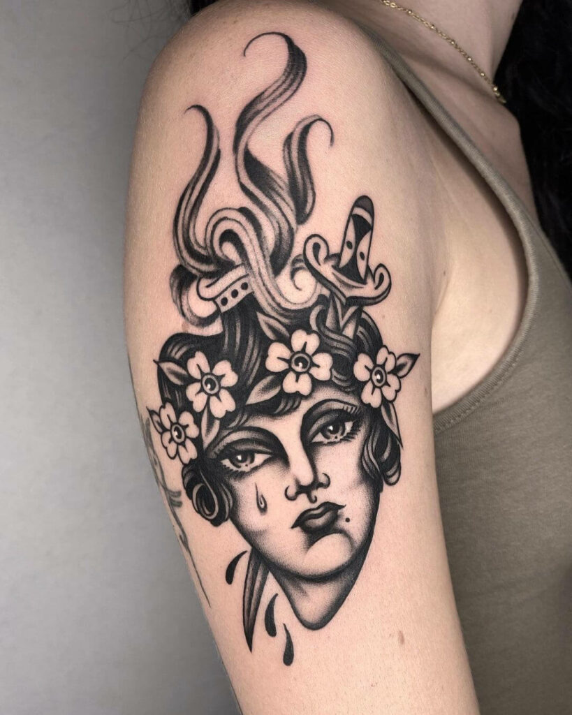 11+ Classic Tattoo Style Ideas That Will Blow Your Mind! 19 Sacred Heart Lady In A Traditional Tattoo Style
