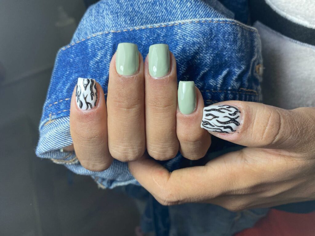 Discover 36 Sage Green Nail Designs To Try in 2024 11 Sage and Zebra Print