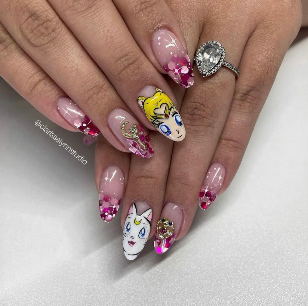 Enjoy 64 Cartoon Nails to Try in 2024 17 Sailor Moon Cartoon Nails