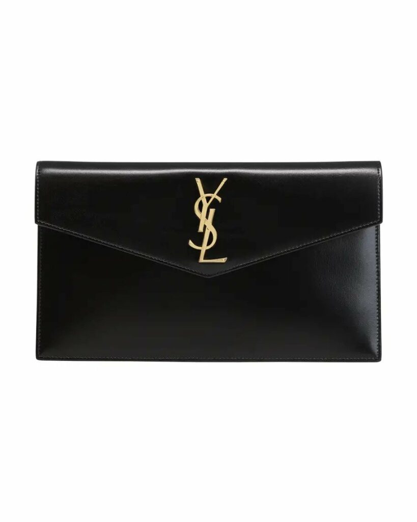 Saint Laurent Uptown Medium Shiny Smooth Calfskin Pouch Clutch Bag