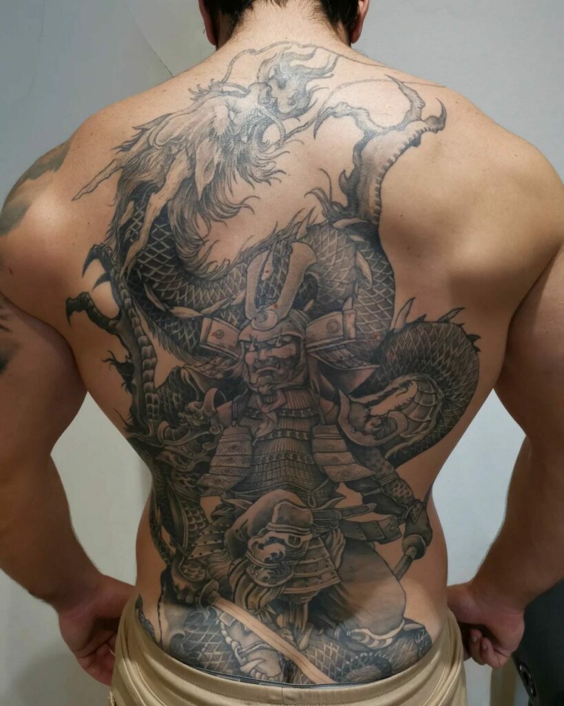 12+ Samurai Tattoo Back Ideas To Inspire You! 12 Samurai And Dragon Tattoo