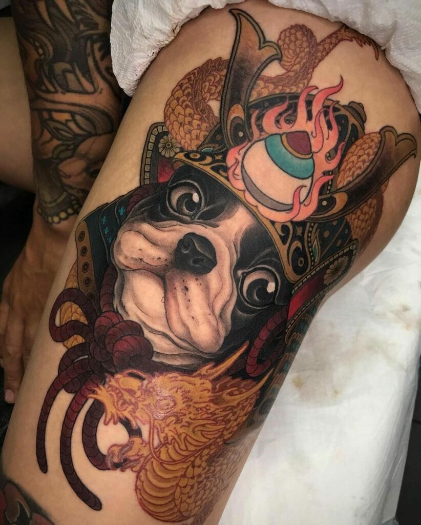 12+ Japanese Samurai Tattoo Ideas To Inspire You! 12 Samurai French Bulldog Tattoo