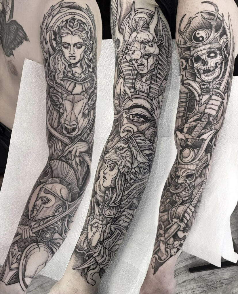 12+ Graphics Tattoo Ideas To Inspire You! 11 Samurai Mythology Sleeves
