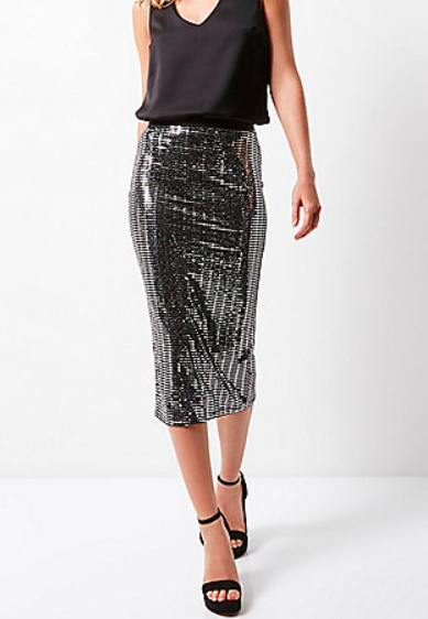 What To Wear With A Pencil Skirt 39 River Island Metallic Silver Pencil skirt £30