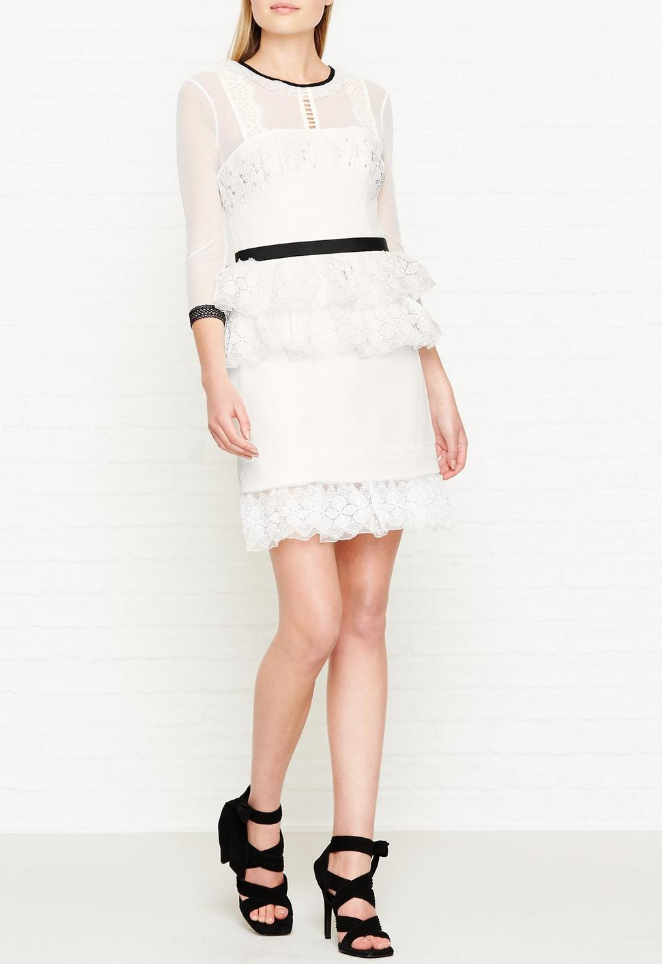 Three Floor Lace Peplum Mesh Sleeve Dress £295 Three Floor Lace Peplum Mesh Sleeve Dress £295