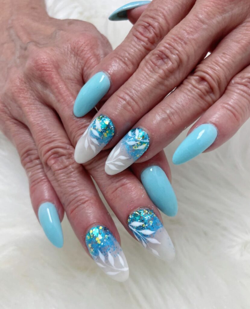 Find Your Style with 30 Daisy Nail Designs for 2024 33 Sea Blue Daisy nails