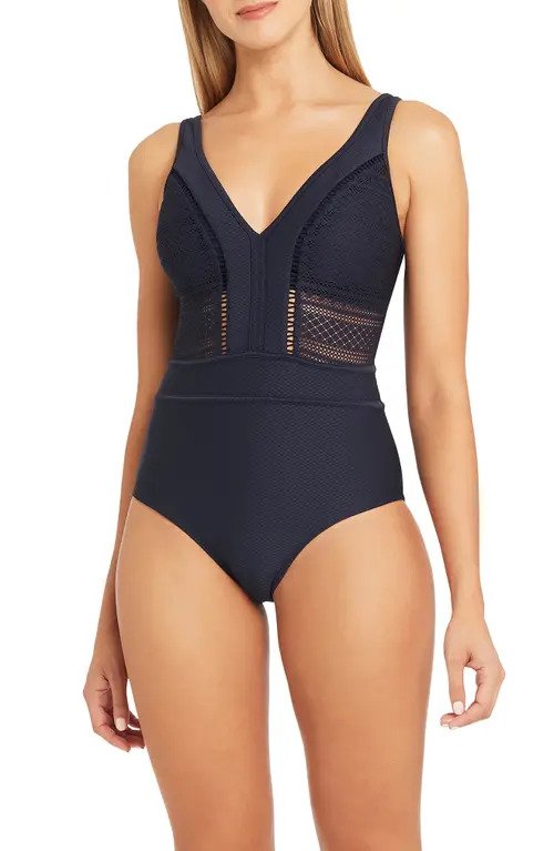 Sea Level Spliced Plunge One-Piece