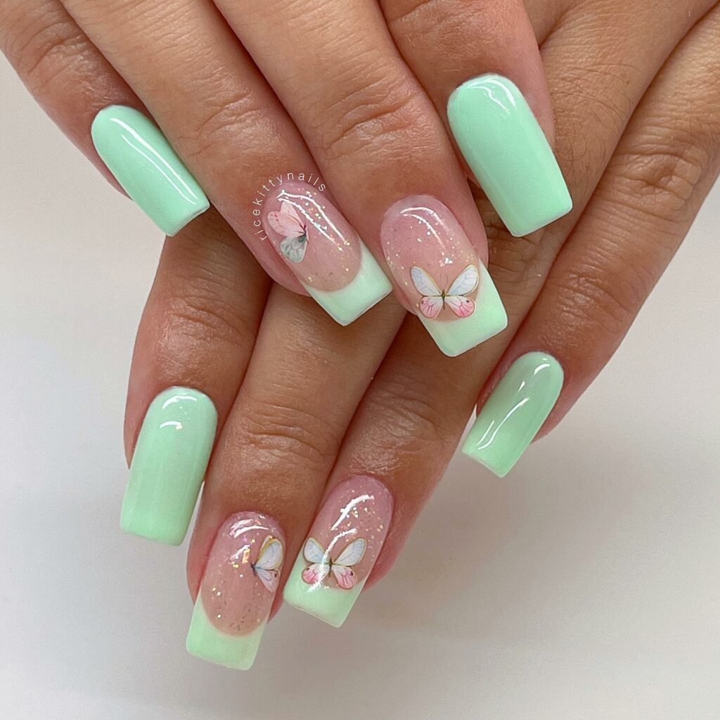 Try 30 Green French Tip Nail Designs of 2024 32 Seafoam Green French Nails