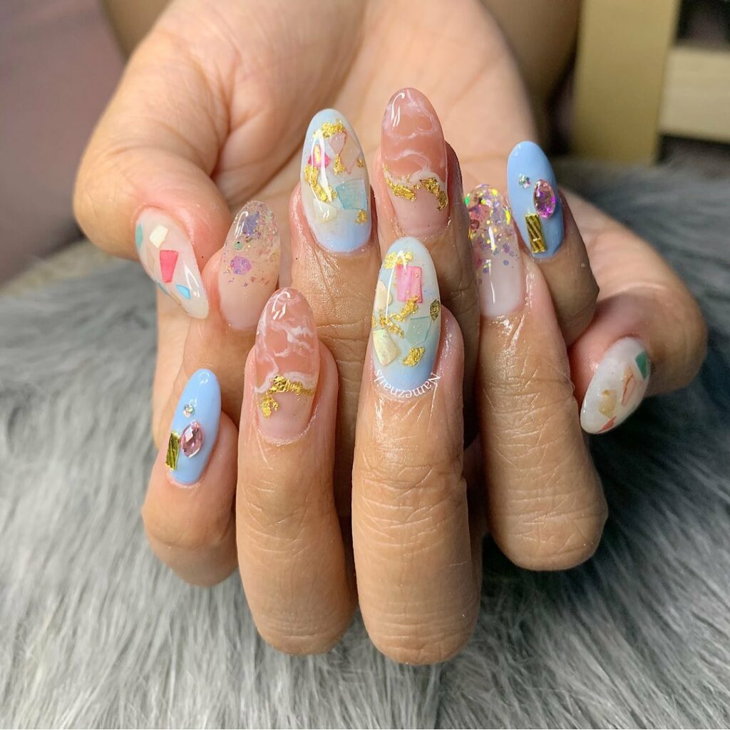 Indulge in 40 Marble Nail Designs for 2024 42 Seashell Marble nails