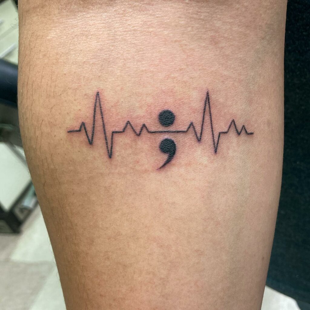11+ Meaningful Heart Beat Tattoo Ideas That Will Blow Your Mind! 17 Semicolon And Heartbeat Tattoo
