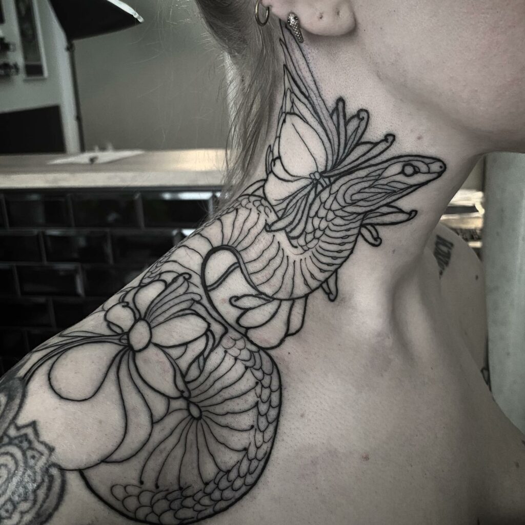 12+ Neck Sleeve Tattoo Ideas To Inspire You! 19 Serpent Cool Neck Tattoo Ideas
