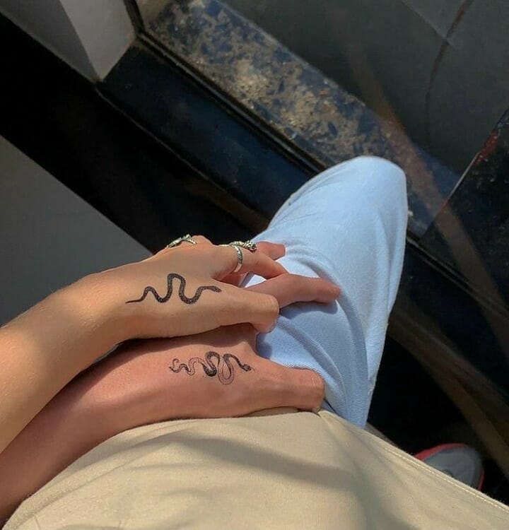 11+ Match Tattoo Ideas That Will Blow Your Mind! 13 Serpent Couple Tattoo