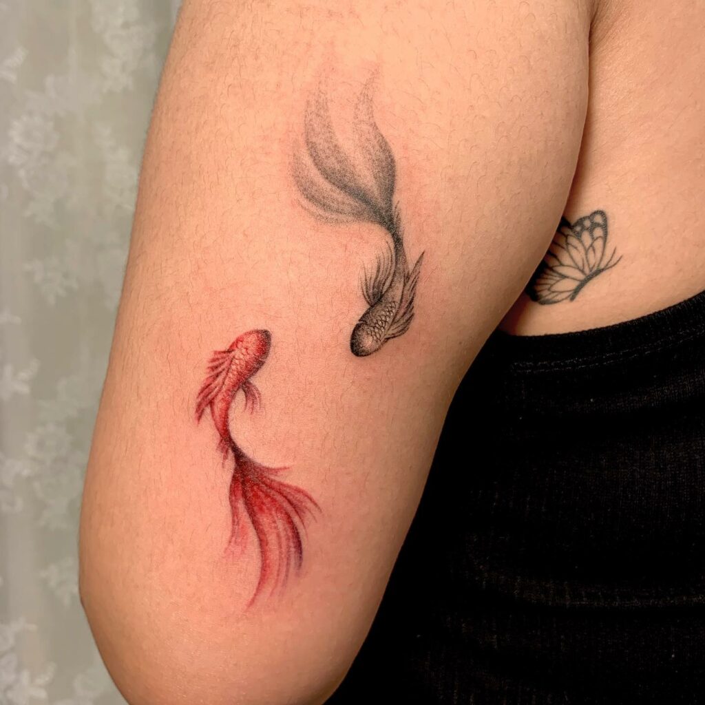 14+ Koi Fish Tattoo Yin Yang Ideas That Will Blow Your Mind! 14 Shaded Koi Fish Tattoo