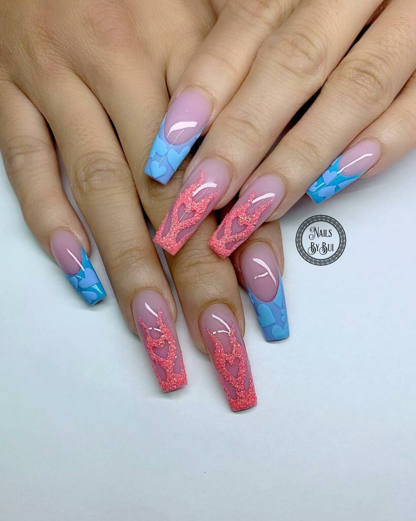 Exciting Birthday Nail Inspirations for 2024 π 35 Shades of Blue, White Hearts, and a Pink Cupcake