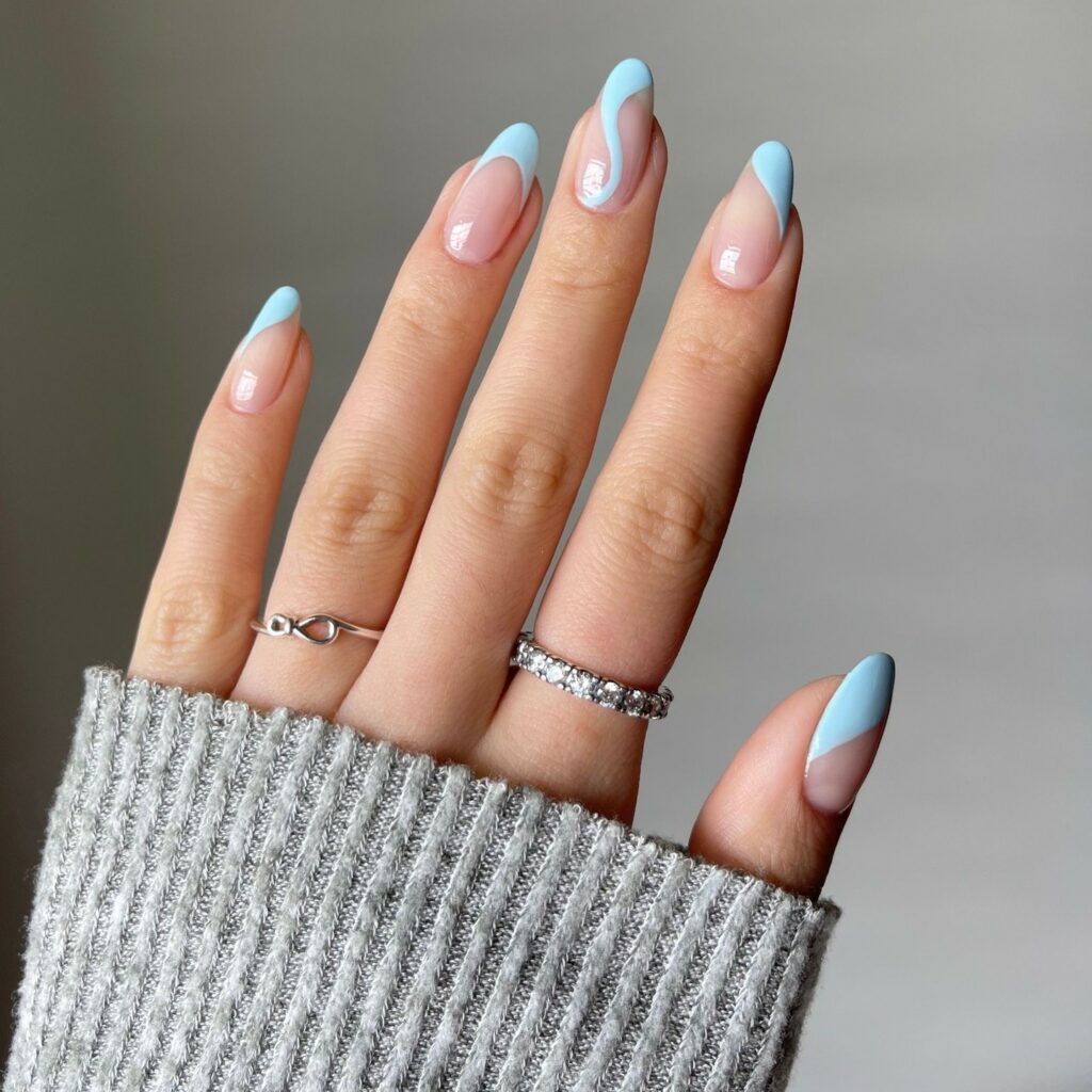 18 Latest Light Blue Nail Designs To Try In 2024! 14 Shady baby blue nail