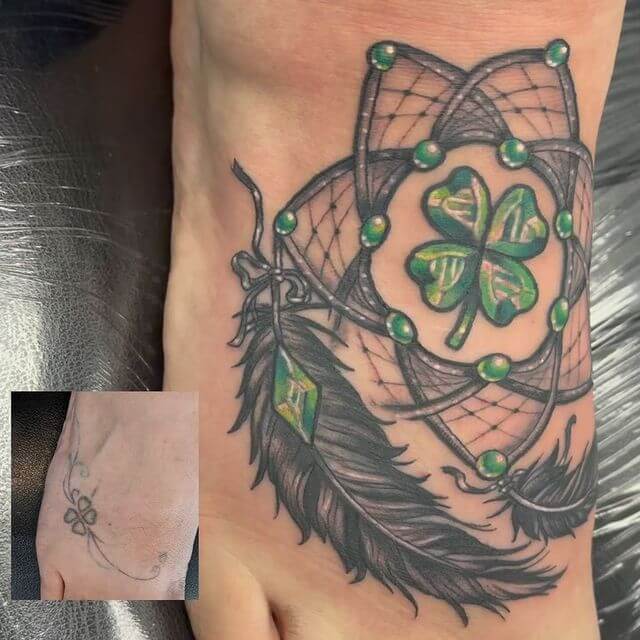 11+ Irish American Tattoo Ideas That Will Blow Your Mind! 13 Shamrock And Dreamcatcher Irish Tattoo
