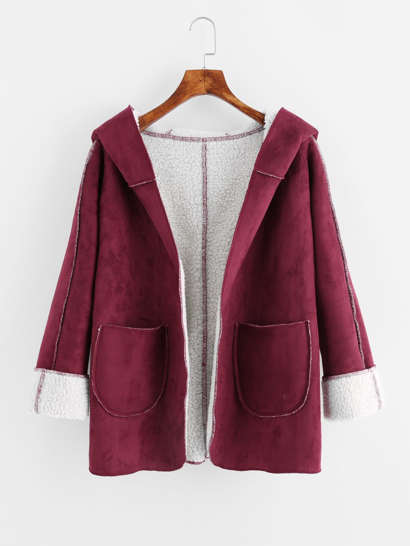 She In Faux Shearling Lined Hooded Coat – £21.09 She In Faux Shearling Lined Hooded Coat