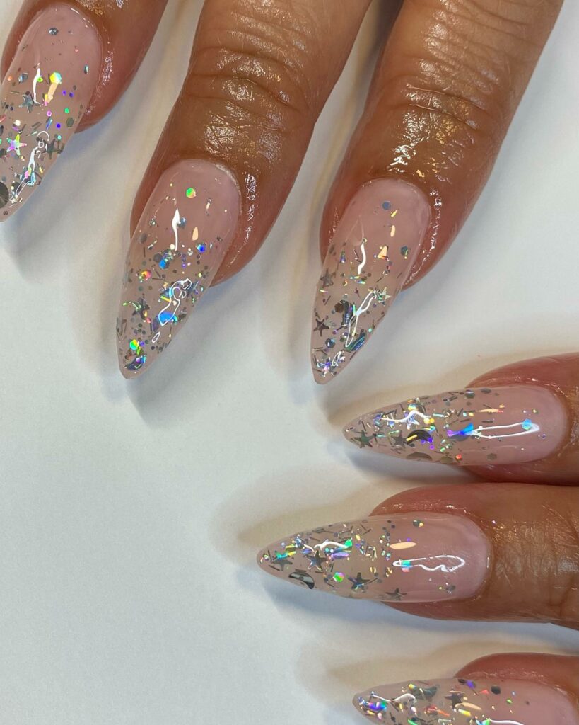 Exciting Birthday Nail Inspirations for 2024 π 42 Sheer Nails with a Glittery Twist