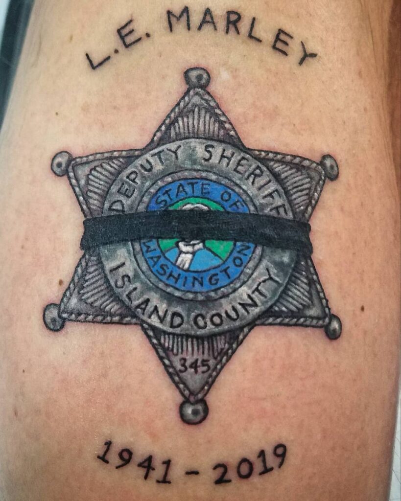 11+ Correctional Officer Tattoo Ideas That Will Blow Your Mind! 19 Sheriff Badge Memorial Tattoo