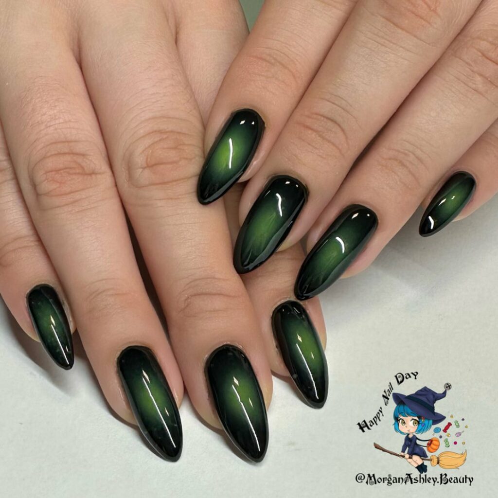 Feel the Nature with 31 Forest Green Nail Designs in 2024 41 Shimmering Dark Green Nail