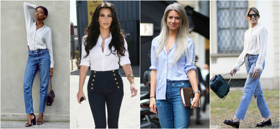 The Best High Waisted Jeans – How They Should Fit & What To Style Them With 52 Shirt Smart Tucked Brogues High Waist Jeans Style Fashion Women Guide Street Celebrity Outfit Inspiration