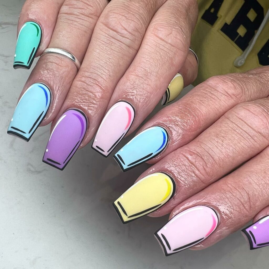 44 Latest Pop Art Nail Designs To Try In 2024! 19 Short Acrylic Square Pop Art Nails