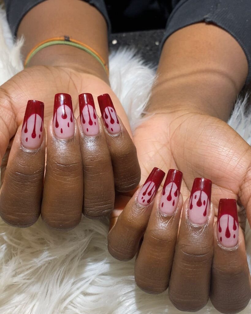 Embrace the Night with 33 Vampire Nail Designs for 2024 25 Short Bloody Ghost Nails