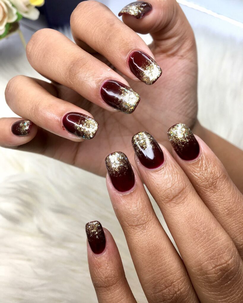 25 Latest Burgundy And Gold Nail Ideas To Try In 2024! 28 Short Burgundy Nails with Gold Accents