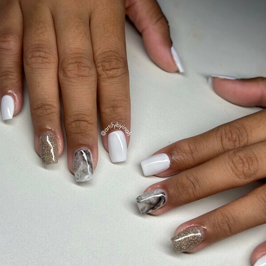 Trendy Short Coffin Nail Designs to Inspire You in 2024 ⚰️ 41 Short Coffin Marble Nails