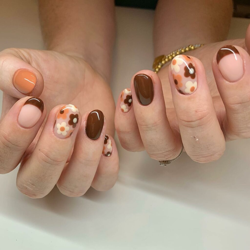 Fall in Love with 57 Short Fall Nail Designs in 2024 49 Floral Accented Short Fall Nails