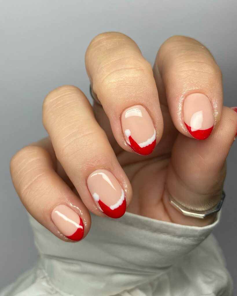 Spread Joy with 20 Santa Hat Nail Designs in 2024 22 Short French Santa Hat Nails