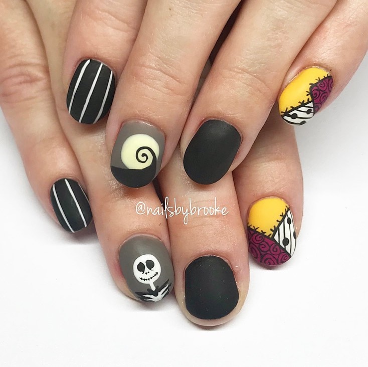 30 Latest Nightmare Before Christmas Nails Ideas! 22 Short Nightmare Before Christmas Nails