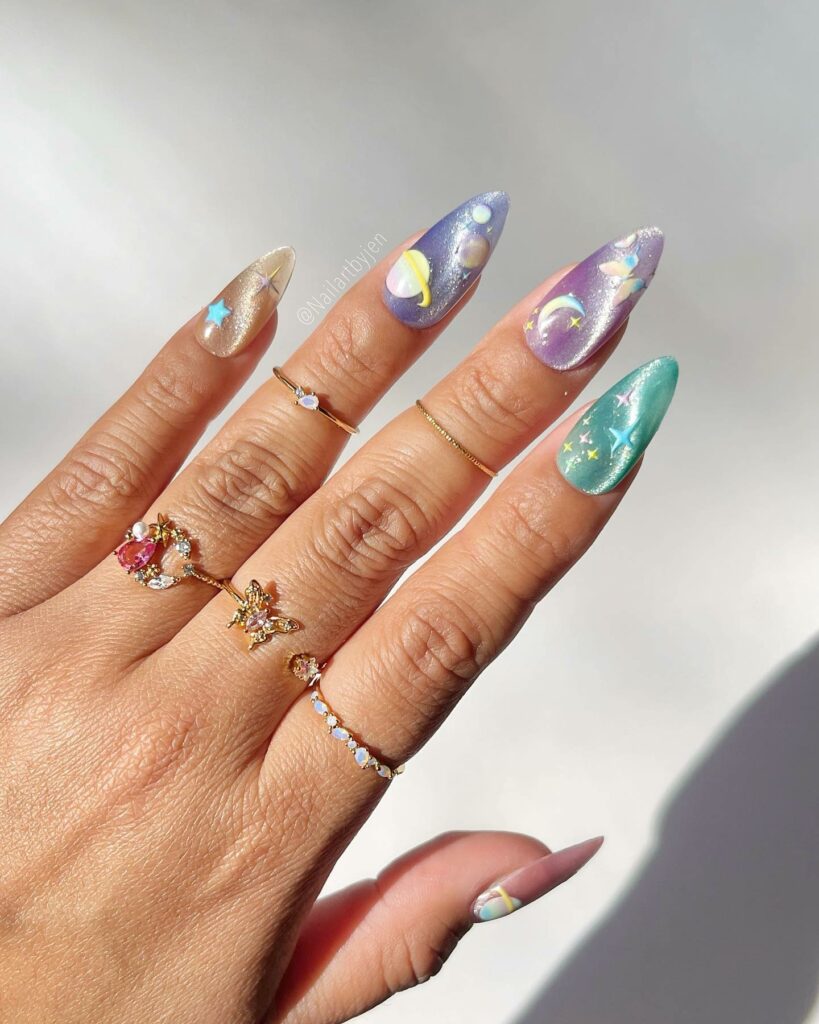 Mesmerizing Galaxy Nail Designs to Try in 2024 π 32 Short Pastel Galaxy Nails