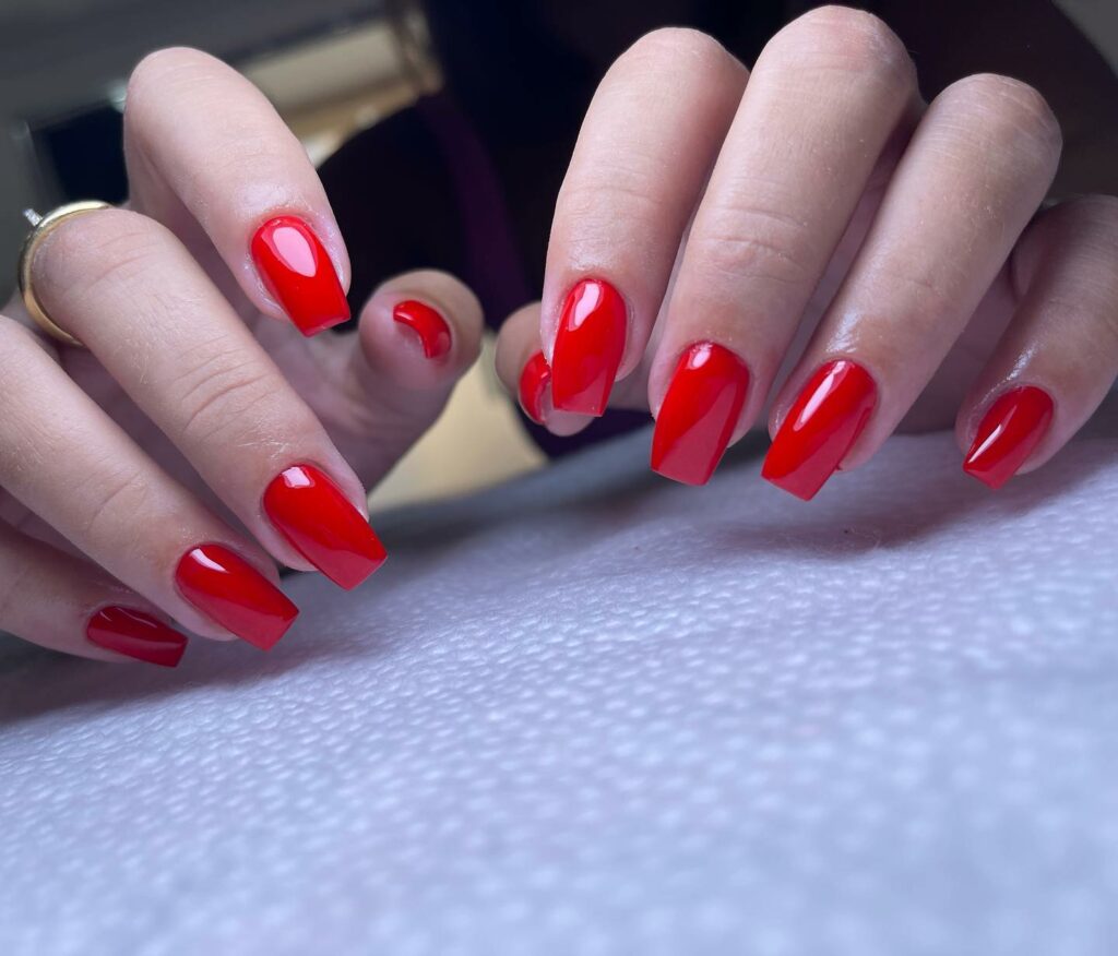 Explore 34 Red Acrylic Nail Designs To Try in 2024 21 Short Red Acrylic Nails
