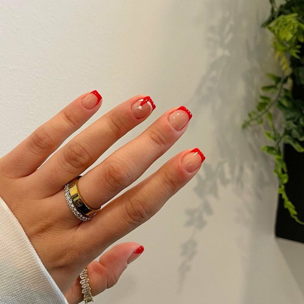 Spread Joy with 20 Santa Hat Nail Designs in 2024 25 Short Square French Santa Hat Nails