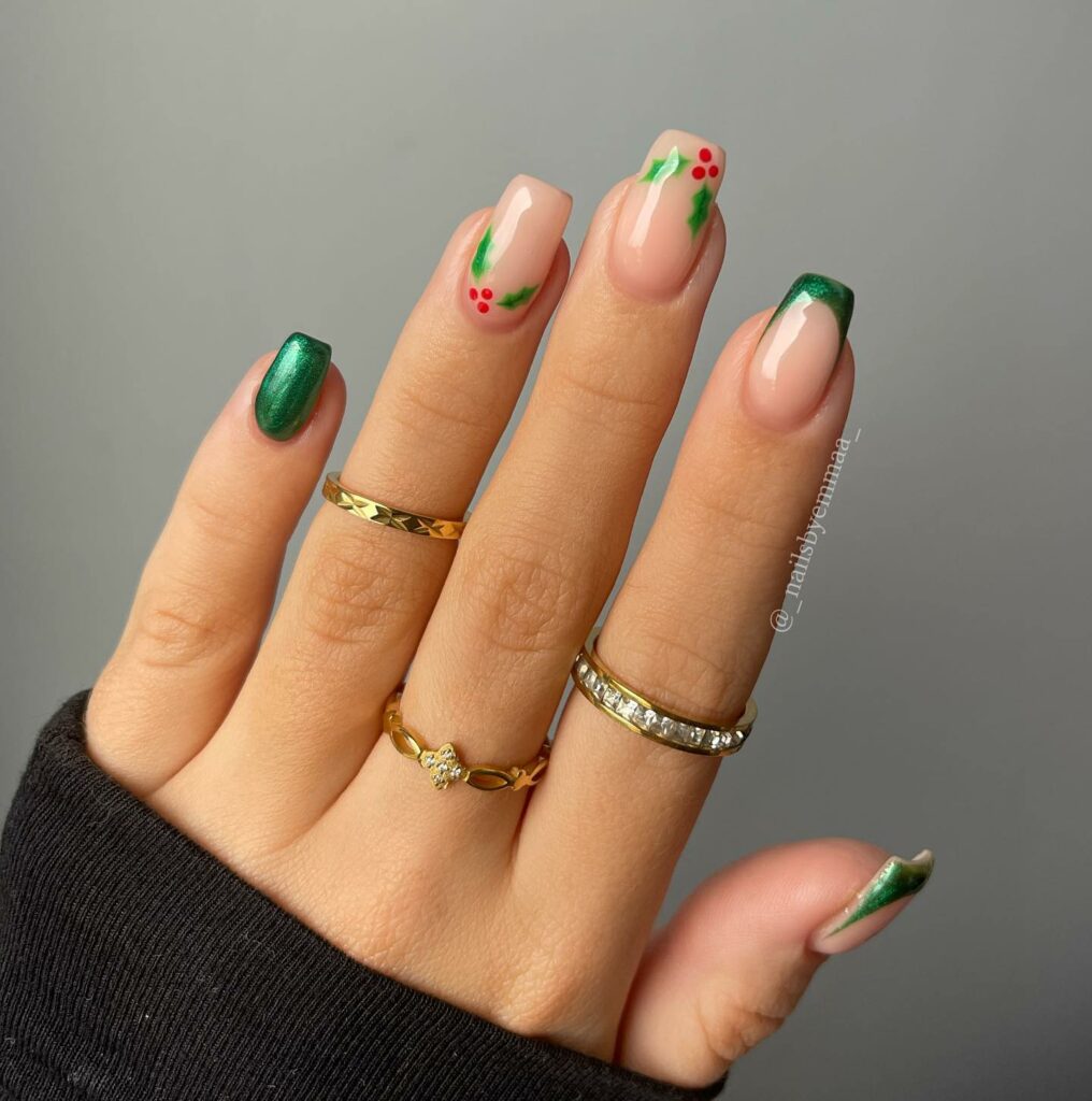 Bring Mistletoe Magic with 20 Mistletoe Nail Ideas in 2024 29 Short Square Mistletoe Nails