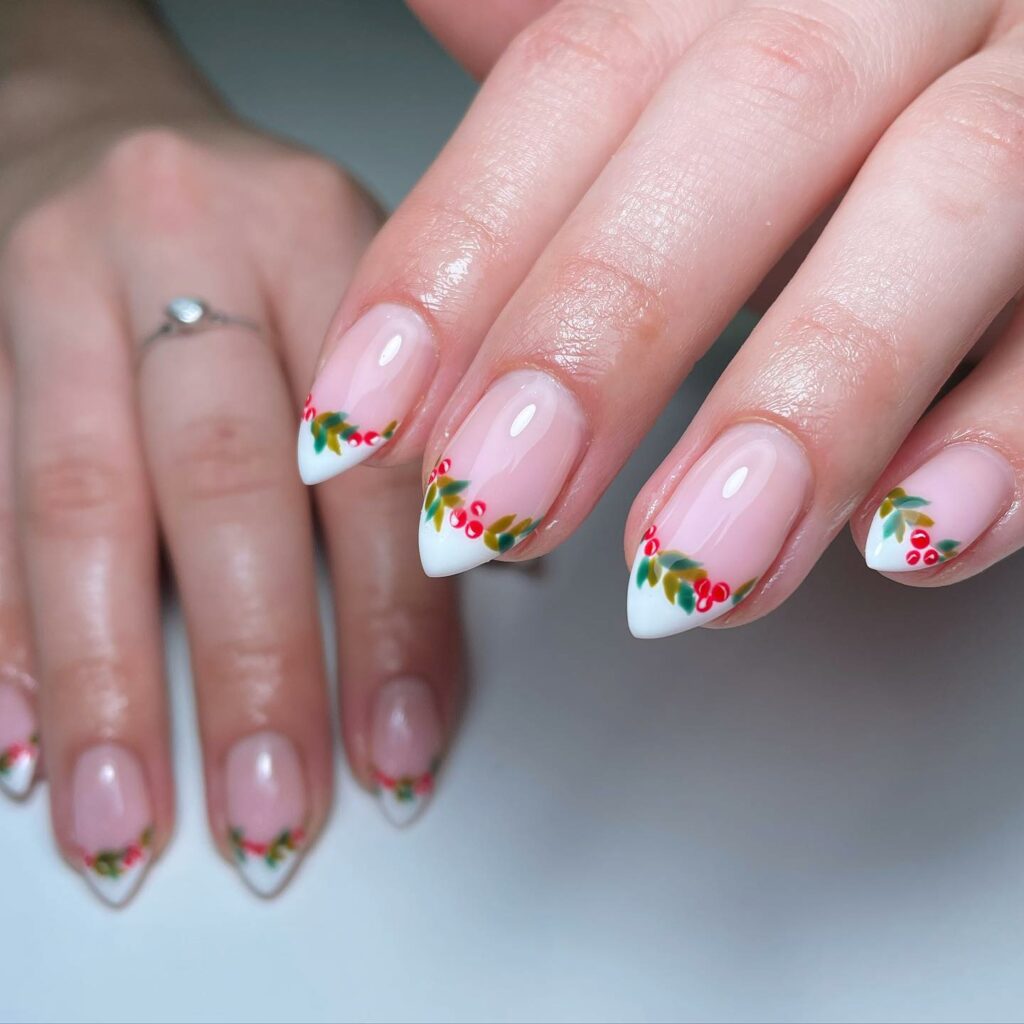 Bring Mistletoe Magic with 20 Mistletoe Nail Ideas in 2024 23 Short Stiletto French Mistletoe Nails