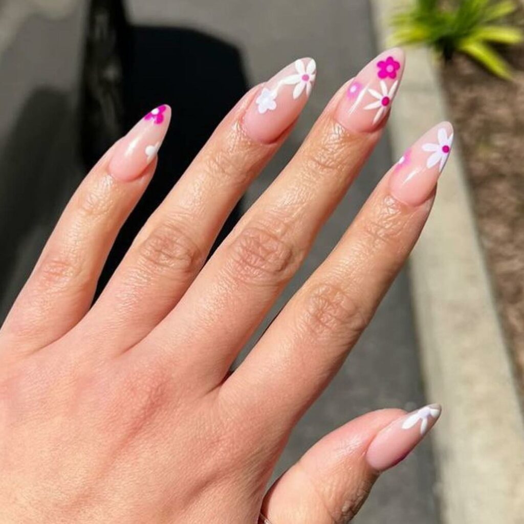 35 Latest Short Stiletto Nail Ideas to Try in 2024! 25 Short Stiletto Nails with Floral Designs