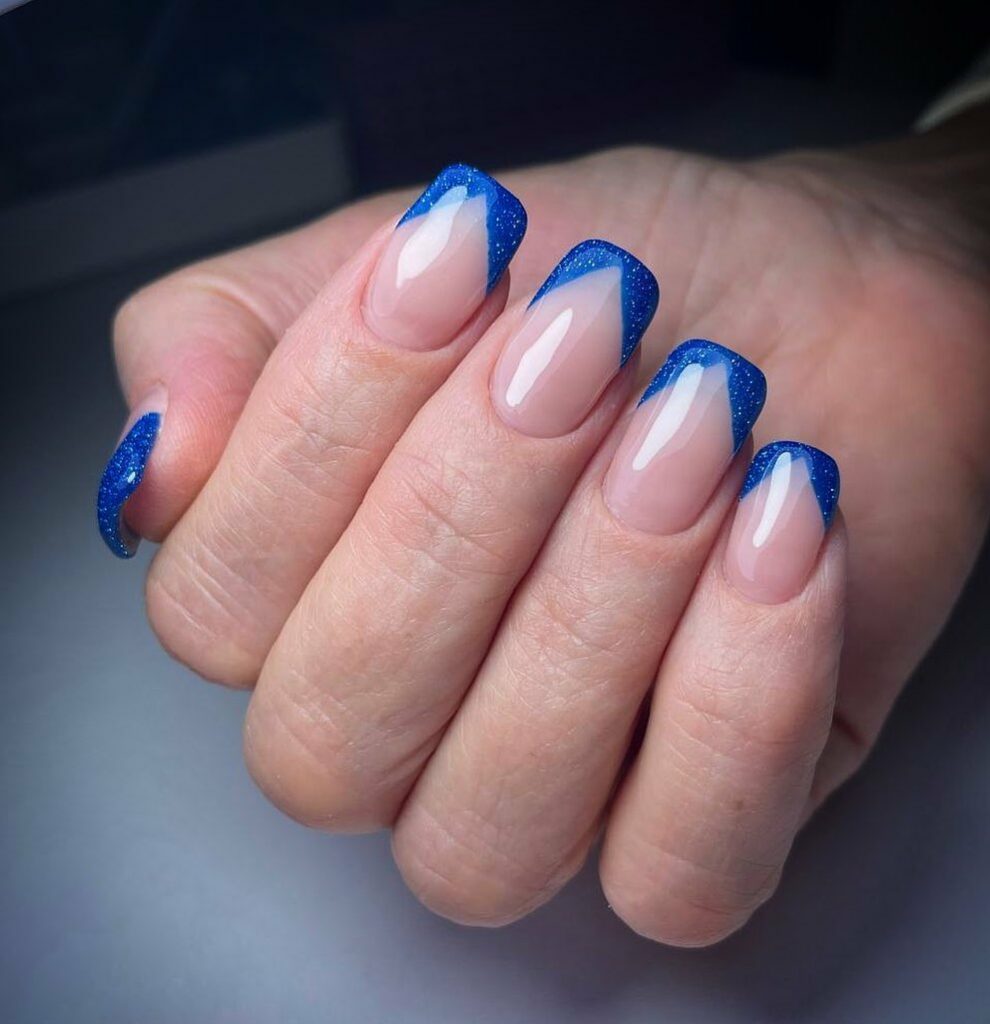 20 Latest Short Blue Nail Designs To Try In 2024! 28 Short V French Nails