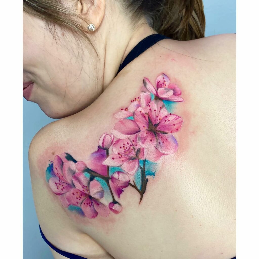 11+ Feminine Cherry Blossom Tattoo Ideas That Will Blow Your Mind! 15 Shoulder Feminine Cherry Blossom Tattoo