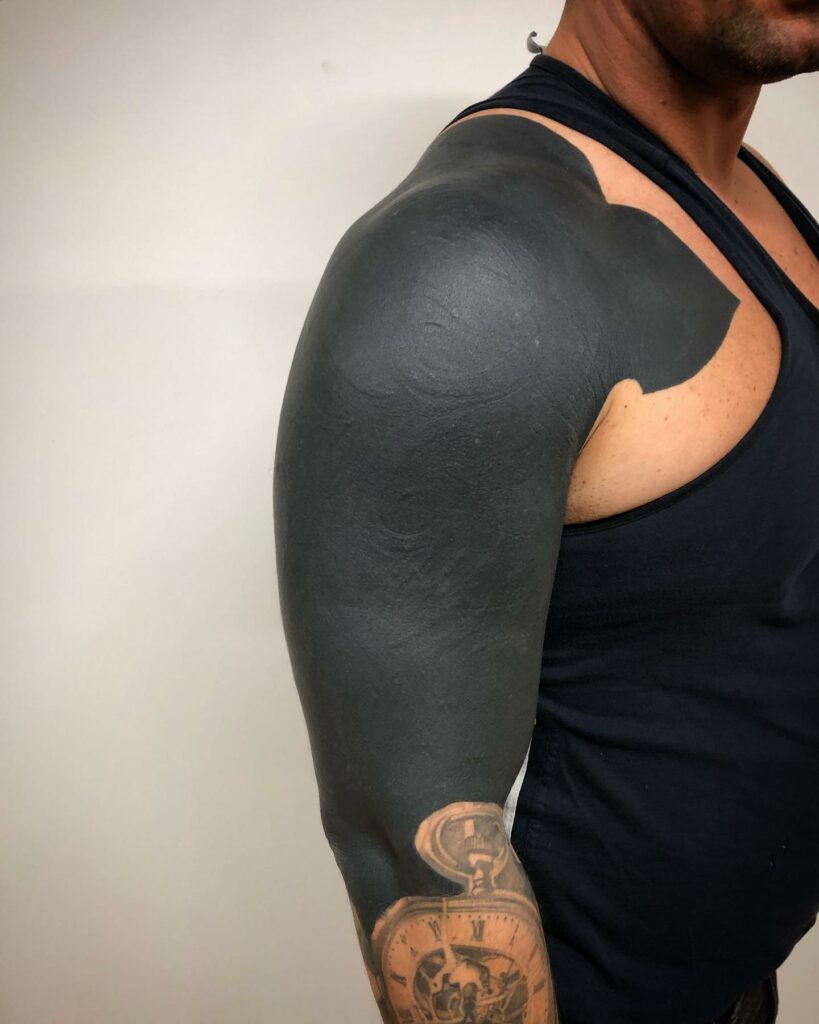 11+ Blackout Tattoo Cover-Ups That Will Blow Your Mind! 12 Shoulder To Upper Arm Blackout Tattoo