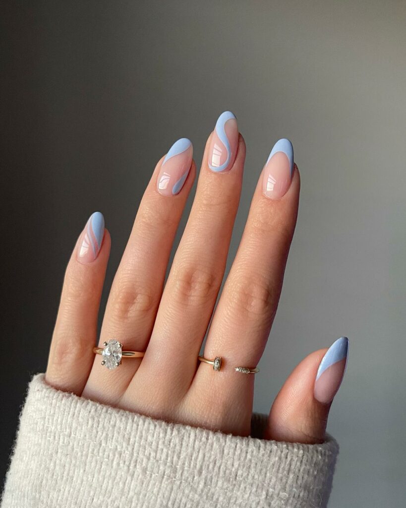 18 Latest Light Blue Nail Designs To Try In 2024! 11 Silver Streak