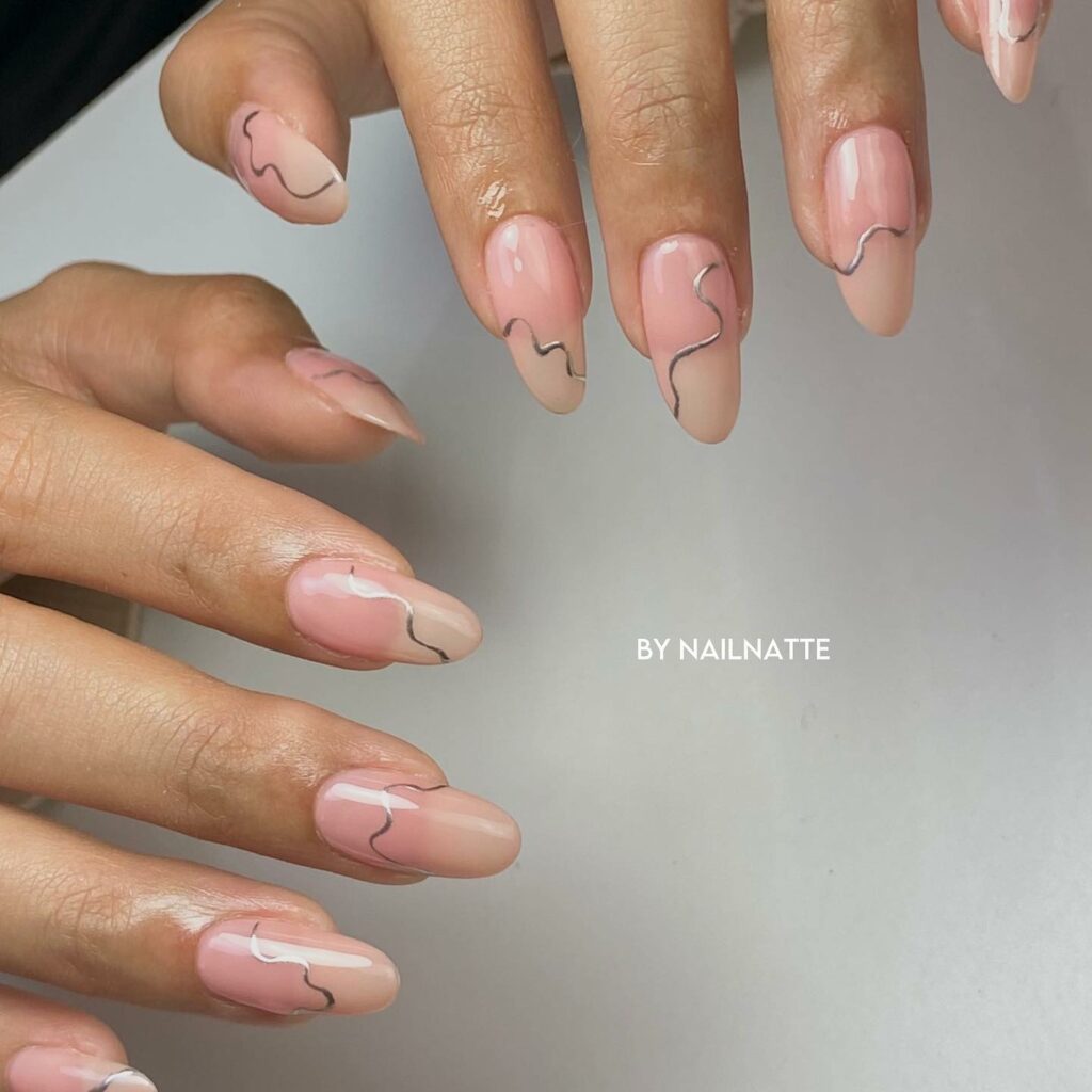 40 Latest Nude Pink Nail Ideas To Try In 2024! 54 Silver Swirl Patterns on Nude Pink Nails