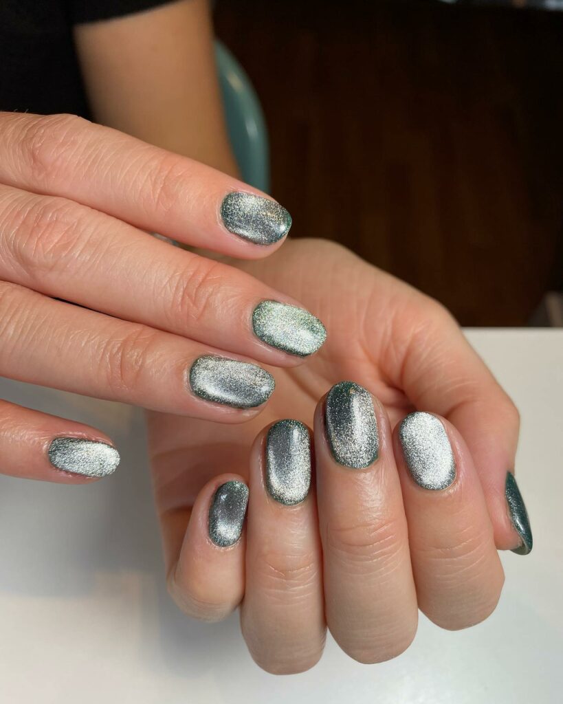 25 LATEST VELVET NAIL DESIGNS TO TRY IN JANUARY 2024! 23 Silver Velvet Nails Brilliance