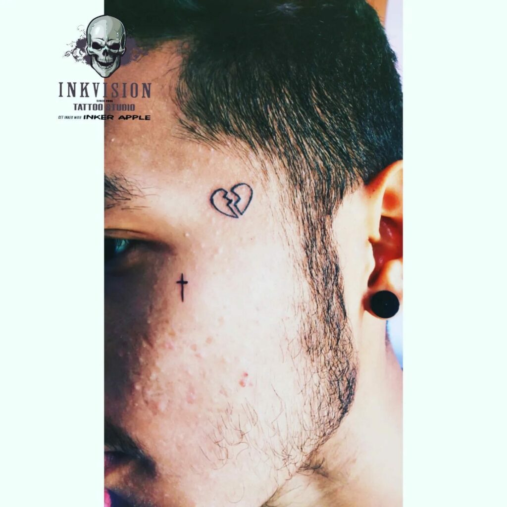 11+ Broken Heart Face Tattoo Ideas That Will Blow Your Mind! 11 Simple Broken Heart Face Tattoo