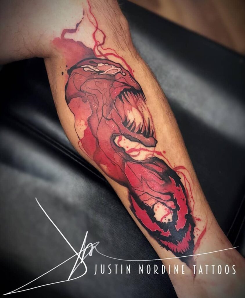 12+ Carnage Tattoo Ideas To Inspire You! 16 Simple Carnage Tattoo In Watercolour