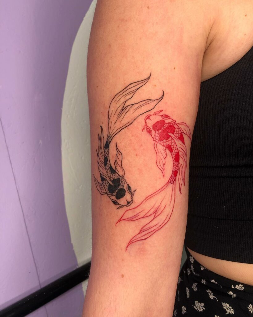 14+ Koi Fish Tattoo Yin Yang Ideas That Will Blow Your Mind! 20 Simple Dual Colour Koi Fish Tattoo