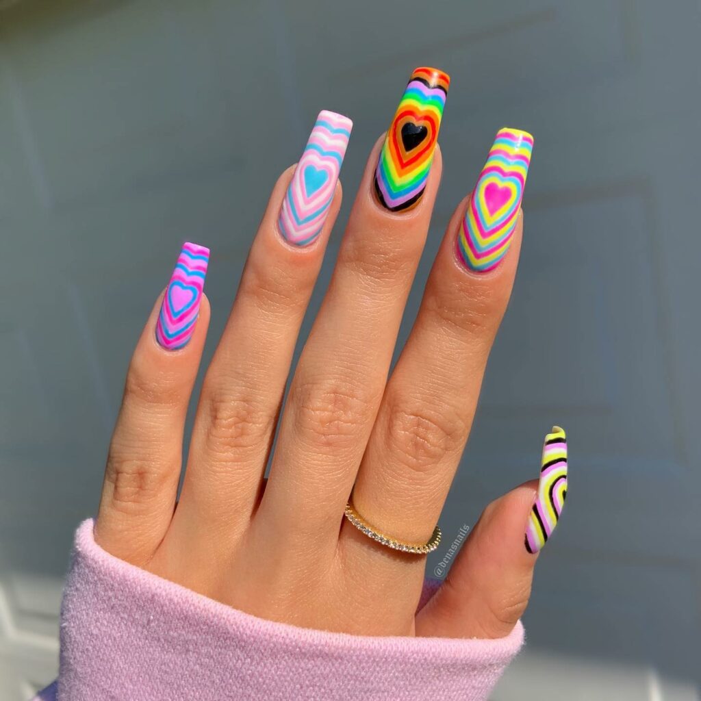 30 Latest Heart Nails Ideas To Try In 2024! 39 Simple Hearts pride nails