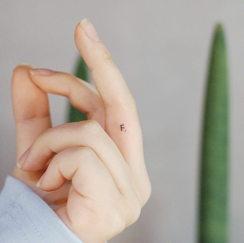 12+ Initial Tattoo On Finger Ideas To Inspire You! 14 Simple Lettering Initial Tattoo on Finger