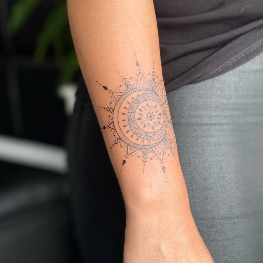 10+ Mandala Sun And Moon Tattoo Ideas That Will Blow Your Mind! 11 Simple Mandala Sun and Moon Tattoo